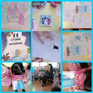 Attività di disegno e lettura di libri sull'inverno realizzate alla scuola dell'infanzia.