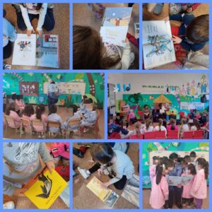 Lettura di libri sull'inverno alla scuola dell'infanzia.