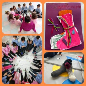 Attività realizzate dai bambini della scuola dell'infanzia per la "Giornata dei calzini spaiati".