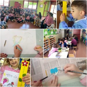 Bambini e mamme alla scuola dell'infanzia