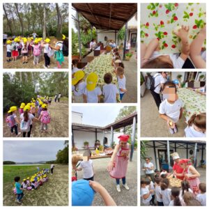 Visita in fattoria dei bambini della scuola dell'infanzia