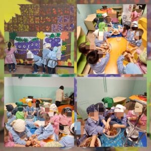 Laboratori manipolativi sull'autunno dei bambini della scuola dell'infanzia.