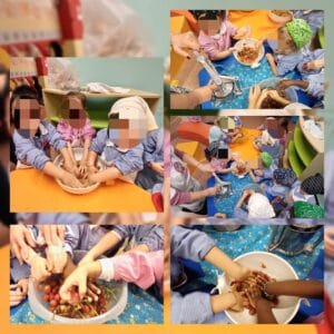 Laboratori manipolativi sull'autunno dei bambini della scuola dell'infanzia.
