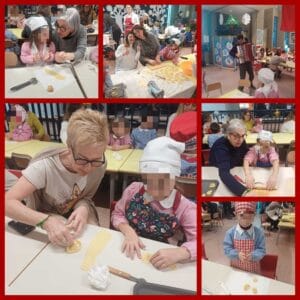 Preparazione delle cartellate con i nonni e i bimbi della scuola dell'infanzia.