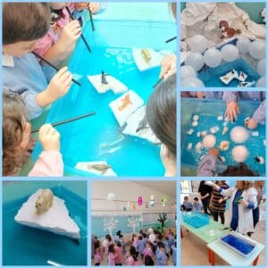 Laboratorio sull'inverno dei bambini della scuola dell'infanzia.