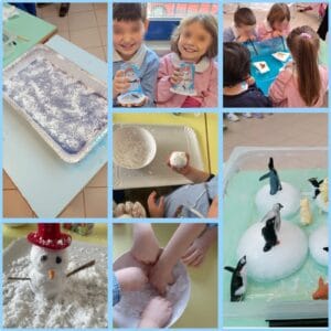 Laboratorio sull'inverno dei bambini della scuola dell'infanzia.