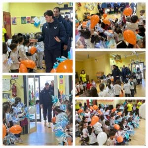 Incontro con la squadra di basket Virtus dei bambini della scuola dell'infanzia.