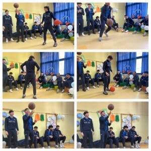 Incontro con la squadra di basket Virtus dei bambini della scuola dell'infanzia.