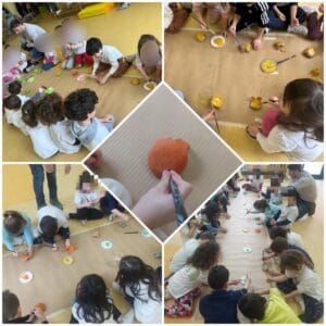 Laboratorio sulla terracotta dei bambini della scuola dell'infanzia.