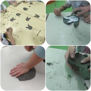 Laboratorio sulla terracotta dei bambini della scuola dell'infanzia.