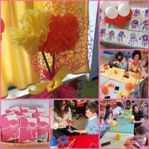 Laboratori per la festa della mamma alla scuola dell'infanzia.