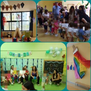AttivitĂ del primo giorno di scuola all'infanzia.