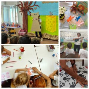 AttivitĂ del primo giorno di scuola all'infanzia.